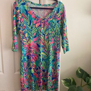 Lilly Pulitzer colorful pink, teal and turquoise print dress